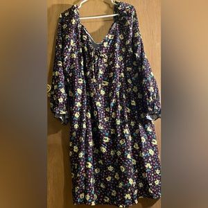 Shein Curve V-Neck Ruffled Long Sleeved Dress